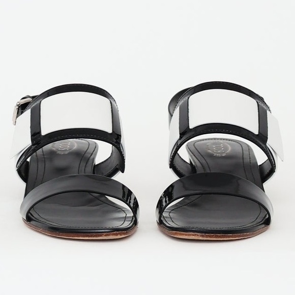 Tod’s Black & White Block Heel Sandal 36 - Picture 3 of 11